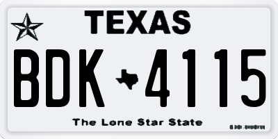 TX license plate BDK4115