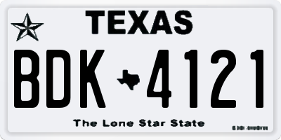 TX license plate BDK4121