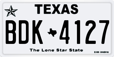 TX license plate BDK4127