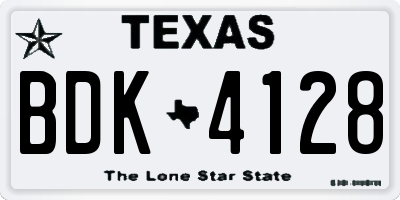 TX license plate BDK4128