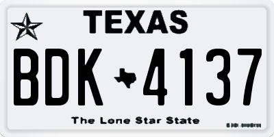 TX license plate BDK4137