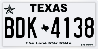 TX license plate BDK4138