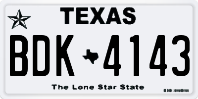 TX license plate BDK4143