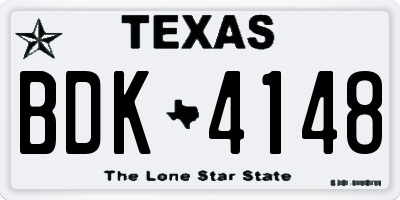 TX license plate BDK4148