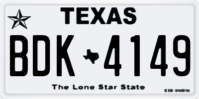 TX license plate BDK4149