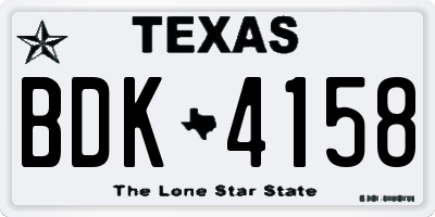 TX license plate BDK4158