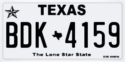 TX license plate BDK4159