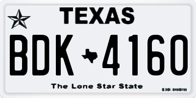 TX license plate BDK4160
