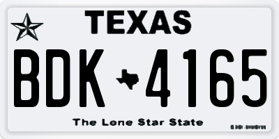 TX license plate BDK4165