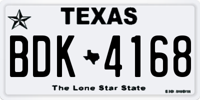 TX license plate BDK4168