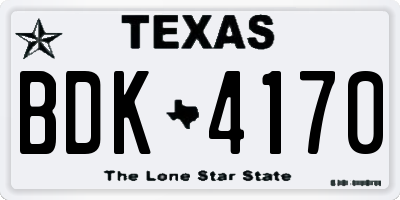 TX license plate BDK4170