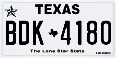 TX license plate BDK4180