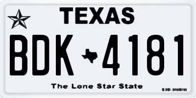 TX license plate BDK4181