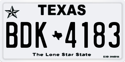 TX license plate BDK4183