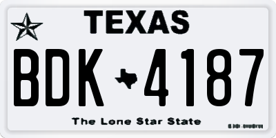 TX license plate BDK4187
