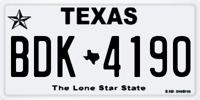 TX license plate BDK4190