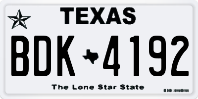 TX license plate BDK4192