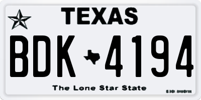 TX license plate BDK4194