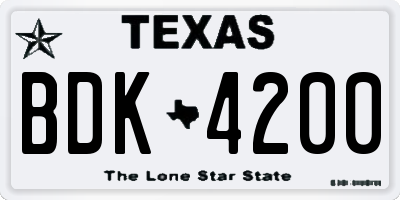 TX license plate BDK4200
