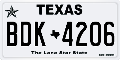 TX license plate BDK4206