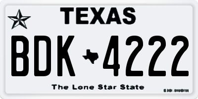 TX license plate BDK4222