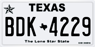 TX license plate BDK4229
