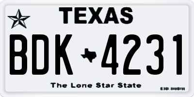 TX license plate BDK4231