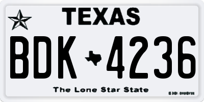 TX license plate BDK4236
