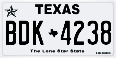 TX license plate BDK4238