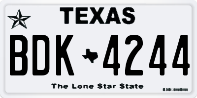 TX license plate BDK4244