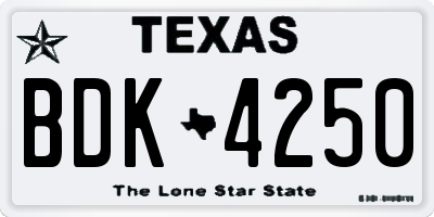 TX license plate BDK4250