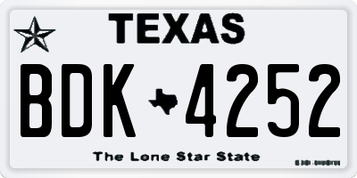 TX license plate BDK4252