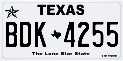 TX license plate BDK4255
