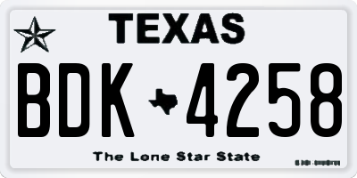 TX license plate BDK4258