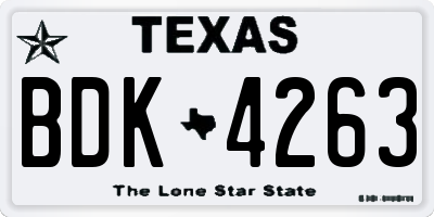 TX license plate BDK4263