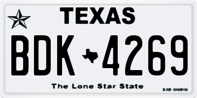 TX license plate BDK4269