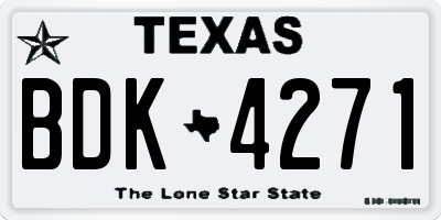 TX license plate BDK4271