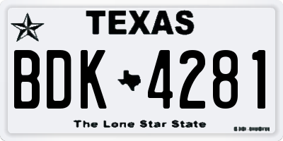 TX license plate BDK4281