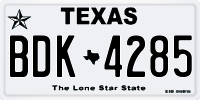 TX license plate BDK4285