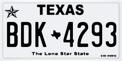 TX license plate BDK4293