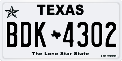 TX license plate BDK4302