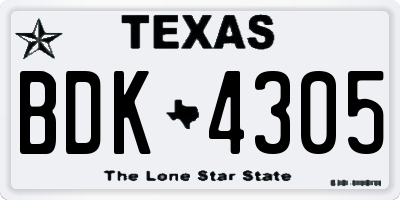TX license plate BDK4305