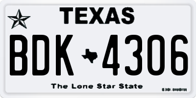 TX license plate BDK4306