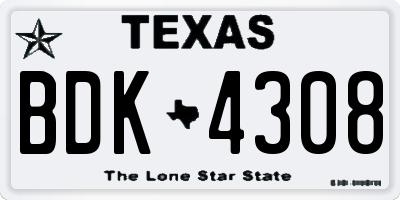 TX license plate BDK4308