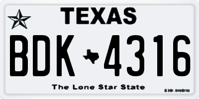 TX license plate BDK4316