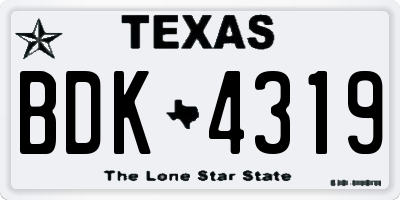 TX license plate BDK4319