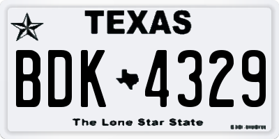TX license plate BDK4329