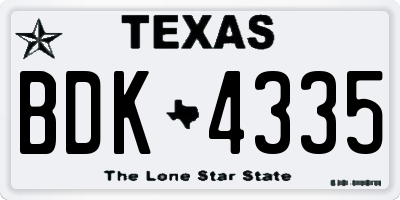 TX license plate BDK4335