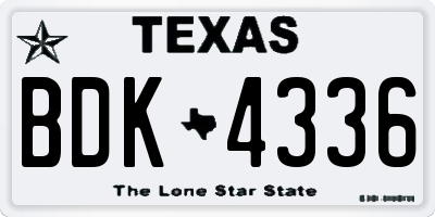 TX license plate BDK4336