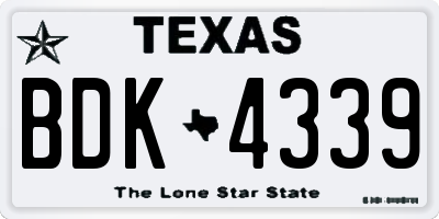 TX license plate BDK4339
